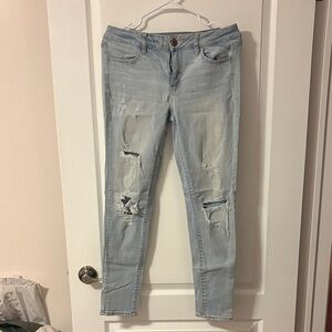 American Eagle Outfitters Light Blue Ripped Skinny Jeans